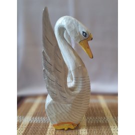 Ahşap El Oyması Kuğu Heykel 22cm -50777-